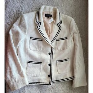 NEW TALBOTS Boucle Piped IVORY Blazer WOMENS SZ 16